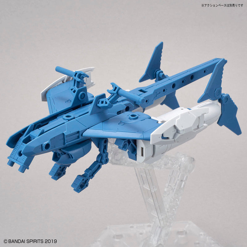 A sleek blue-gray attack submarine model by Bandai, showcasing its extended armament features in a dynamic pose.