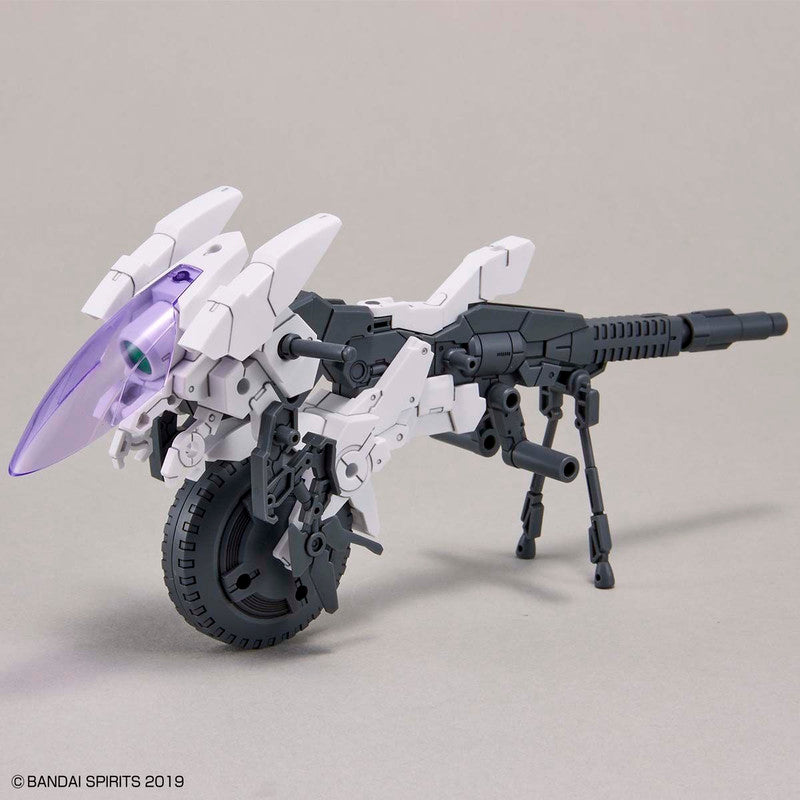 The 30MM Extended Armament Vehicle Cannon Bike Ver. from Bandai, highlighting its unique design and impressive armament.